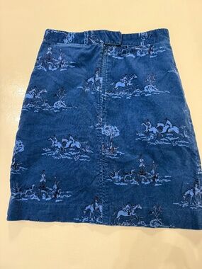 Vintage Lilly Pulitzer girls size 10 blue corduroy equestrian skirt horses rodeo